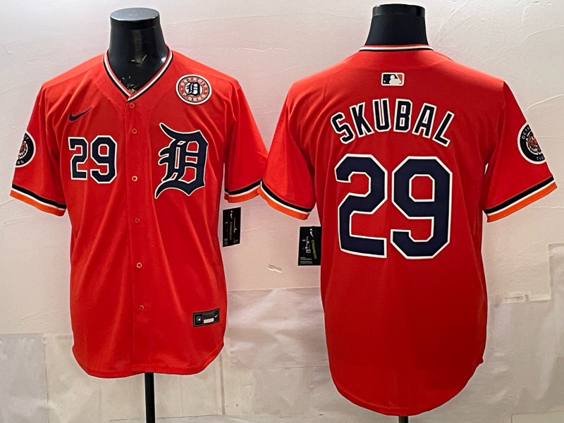 Men Detroit Tigers #29 Skubal orange Game Nike MLB Jersey 20260320004->detroit tigers->MLB Jersey